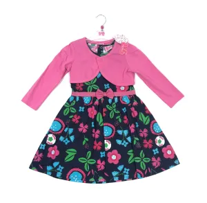 Dress And Bolero Set Pink Navy Floral (2-7yrs)