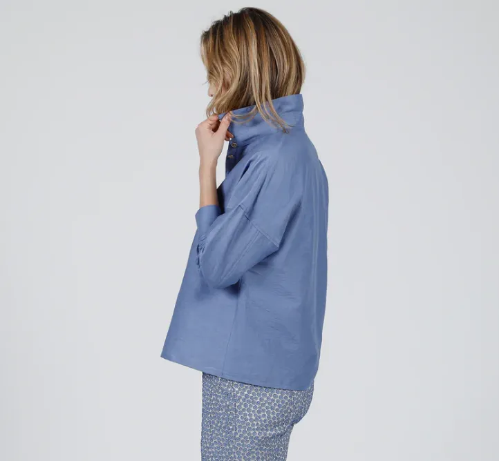 Hilton Hollis Textured Viscose Shirt Bluebell