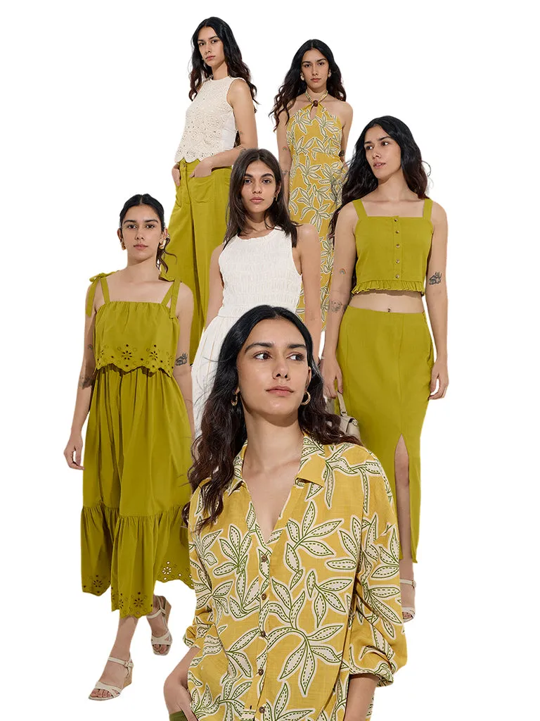 LOV Mustard Leaf Printed Shirt