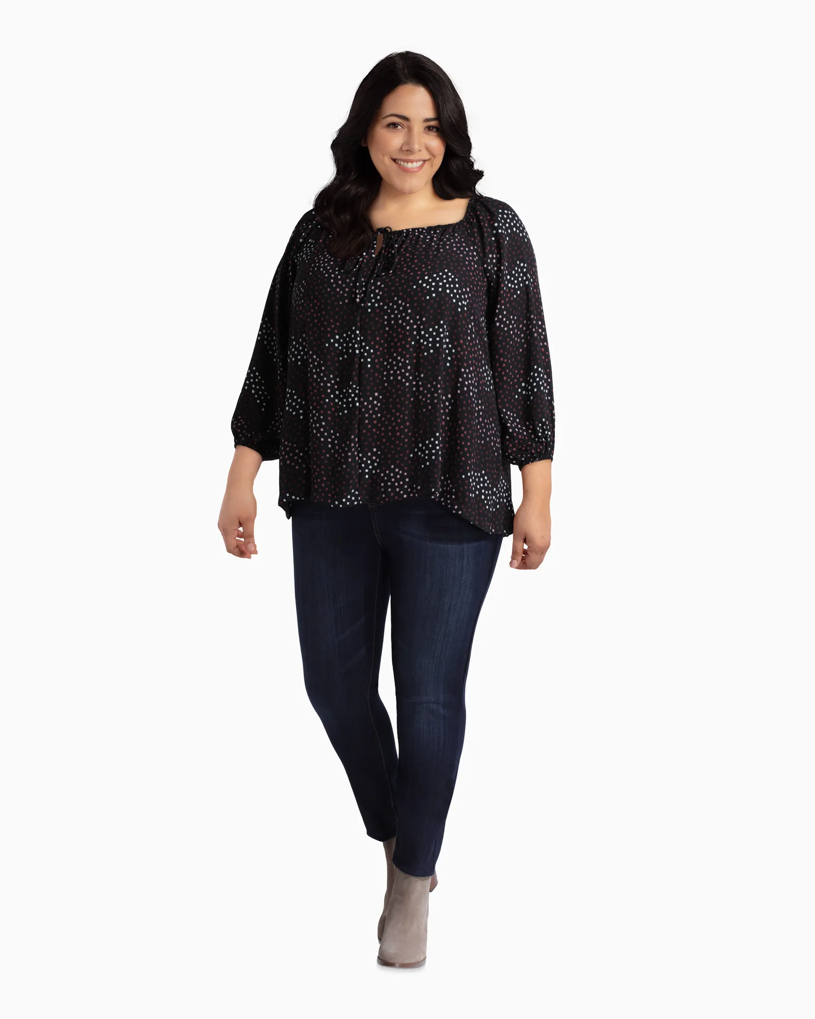 Marisela Peasant Blouse | Black / Burgundy