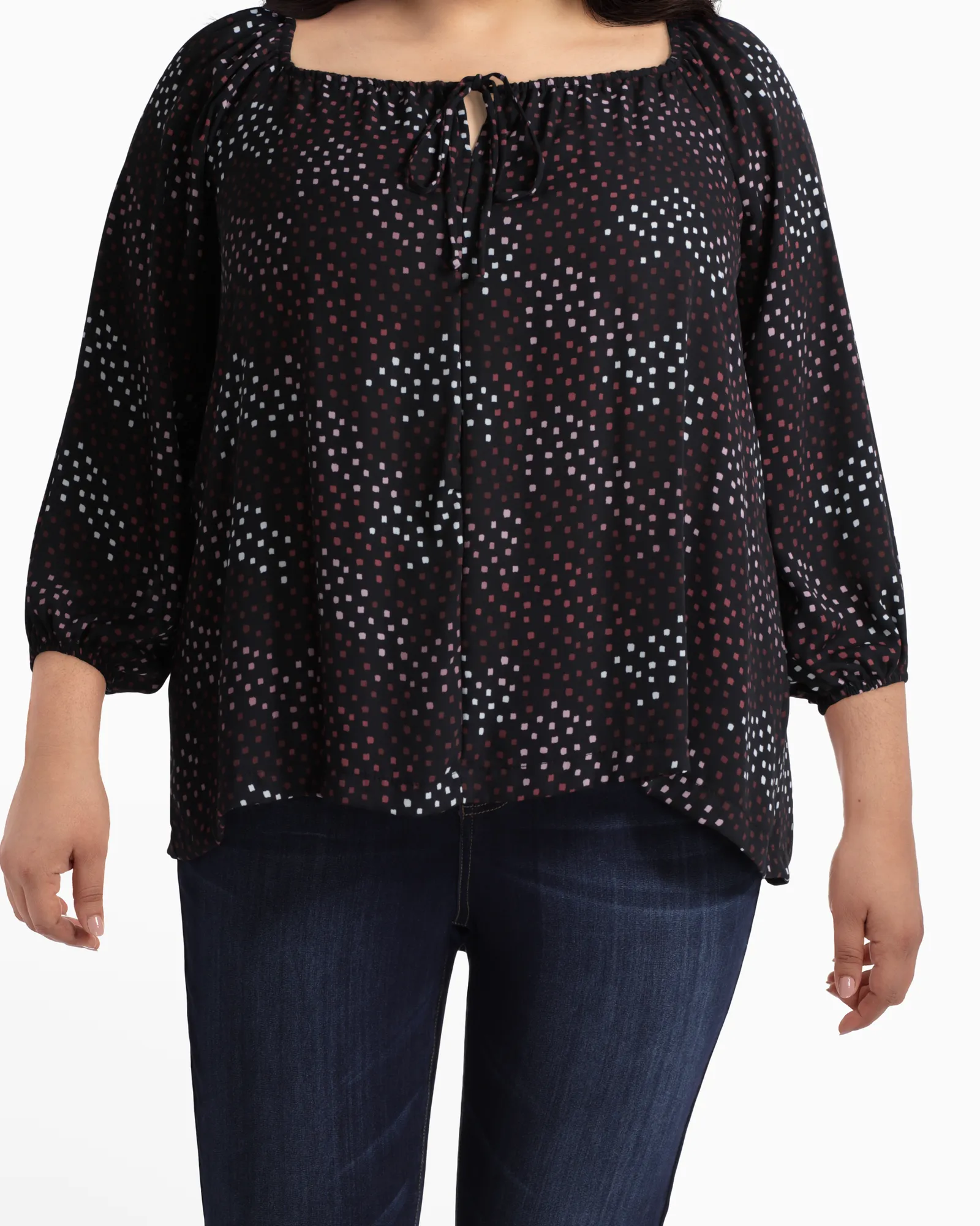 Marisela Peasant Blouse | Black / Burgundy