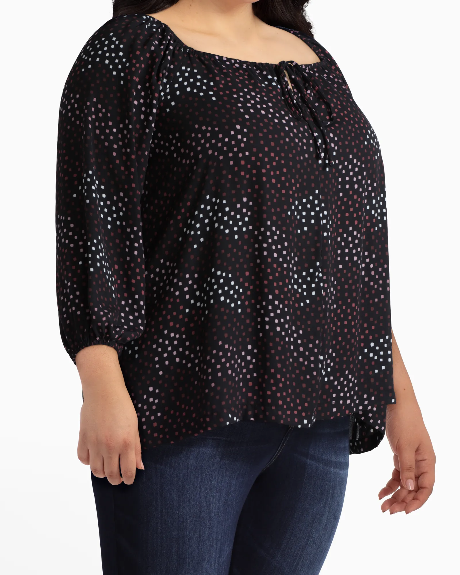 Marisela Peasant Blouse | Black / Burgundy