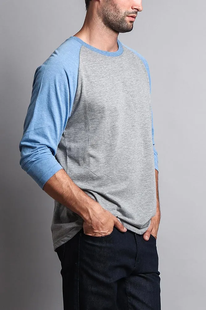 Men's Baseball T-Shirt (Grey/Carolina Blue)