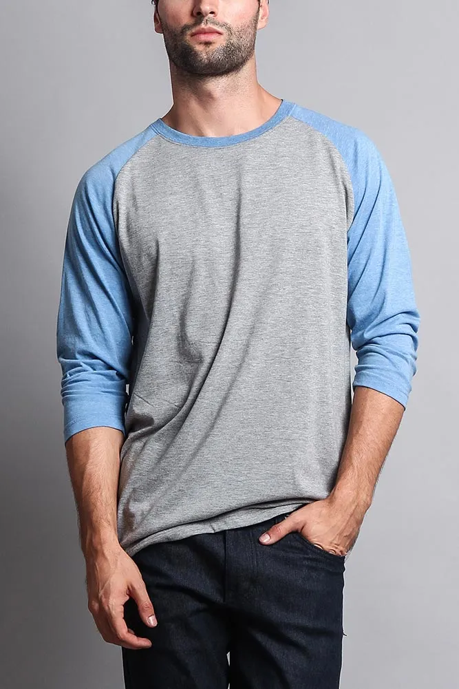 Men's Baseball T-Shirt (Grey/Carolina Blue)