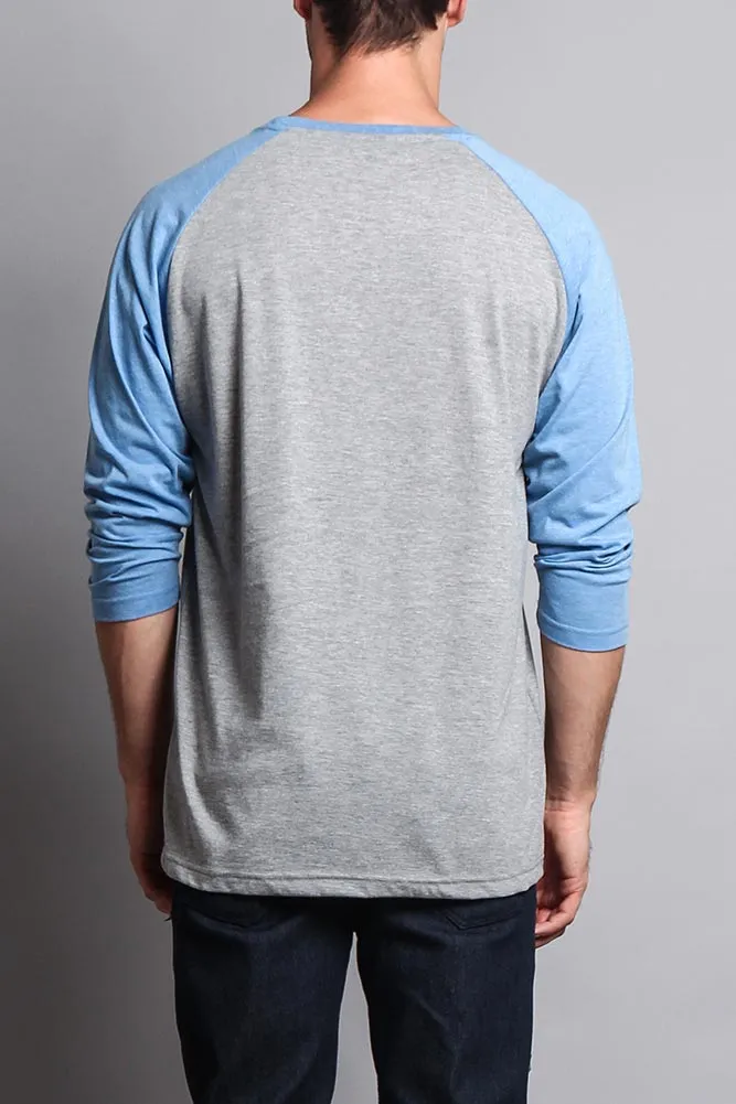 Men's Baseball T-Shirt (Grey/Carolina Blue)