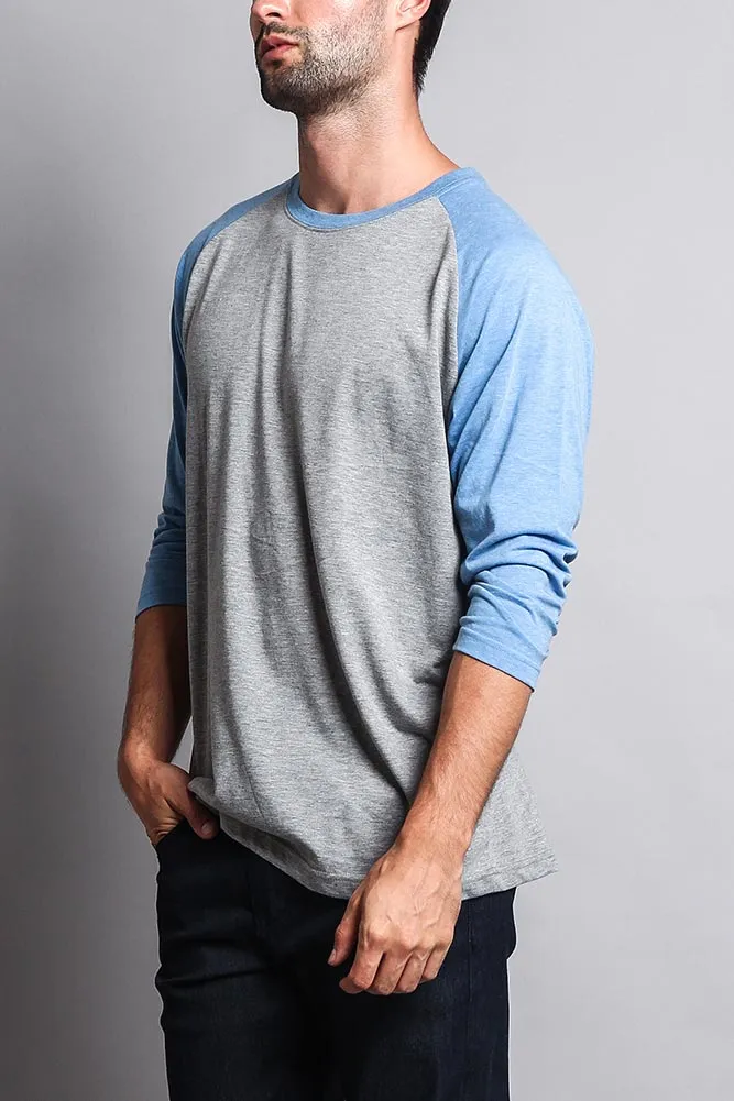 Men's Baseball T-Shirt (Grey/Carolina Blue)