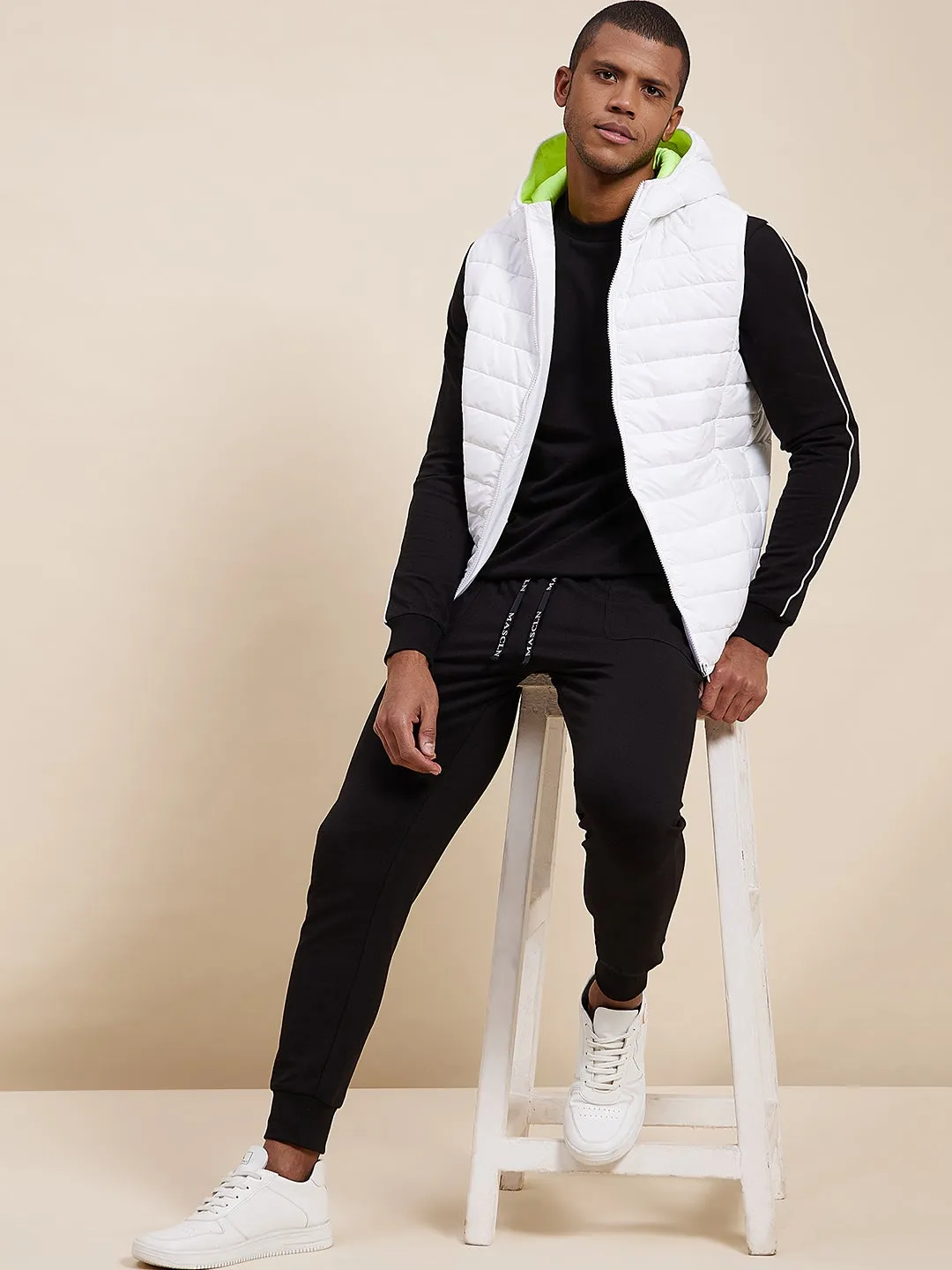 Men'S Black Slim Fit Pocket Detail Track Pants