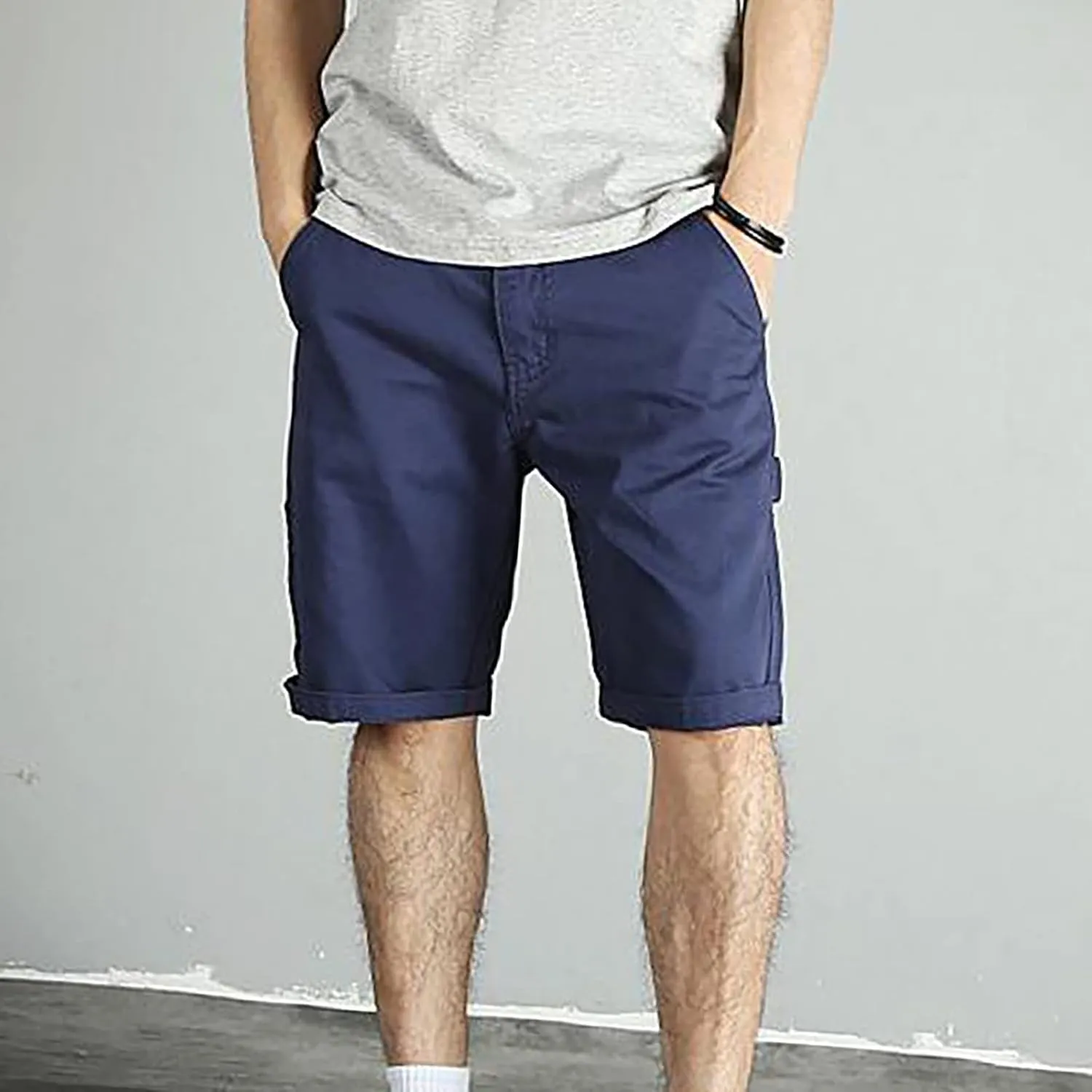 Mens Casual Suit Shorts Solid Relaxed Fit Lightweight Straight Office Bermuda Lightweight Quick Drying Combat Tactical Pants