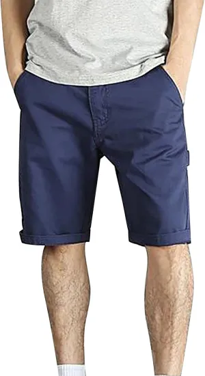 Mens Casual Suit Shorts Solid Relaxed Fit Lightweight Straight Office Bermuda Lightweight Quick Drying Combat Tactical Pants