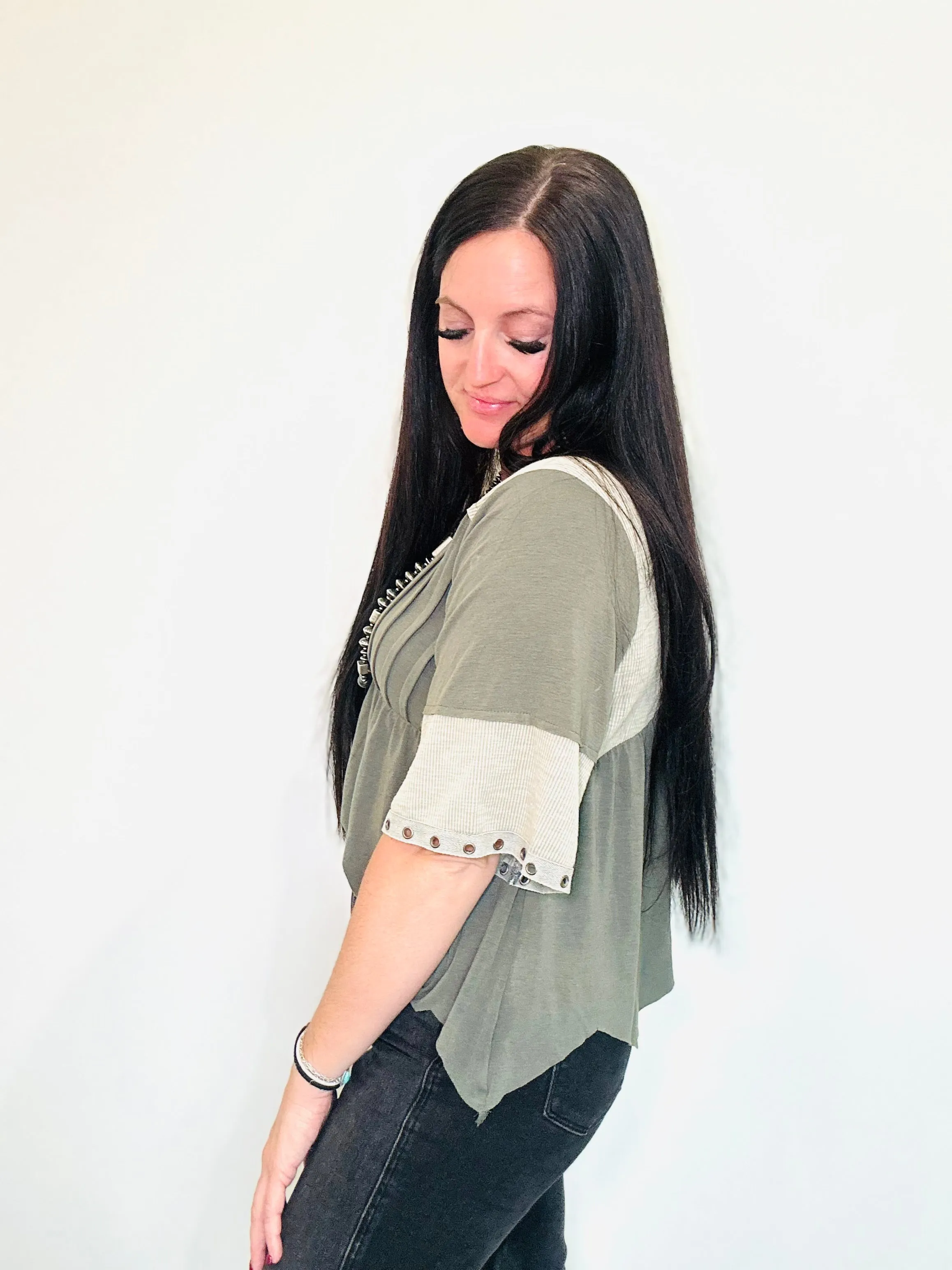 Miley Open Neck Peasant Top