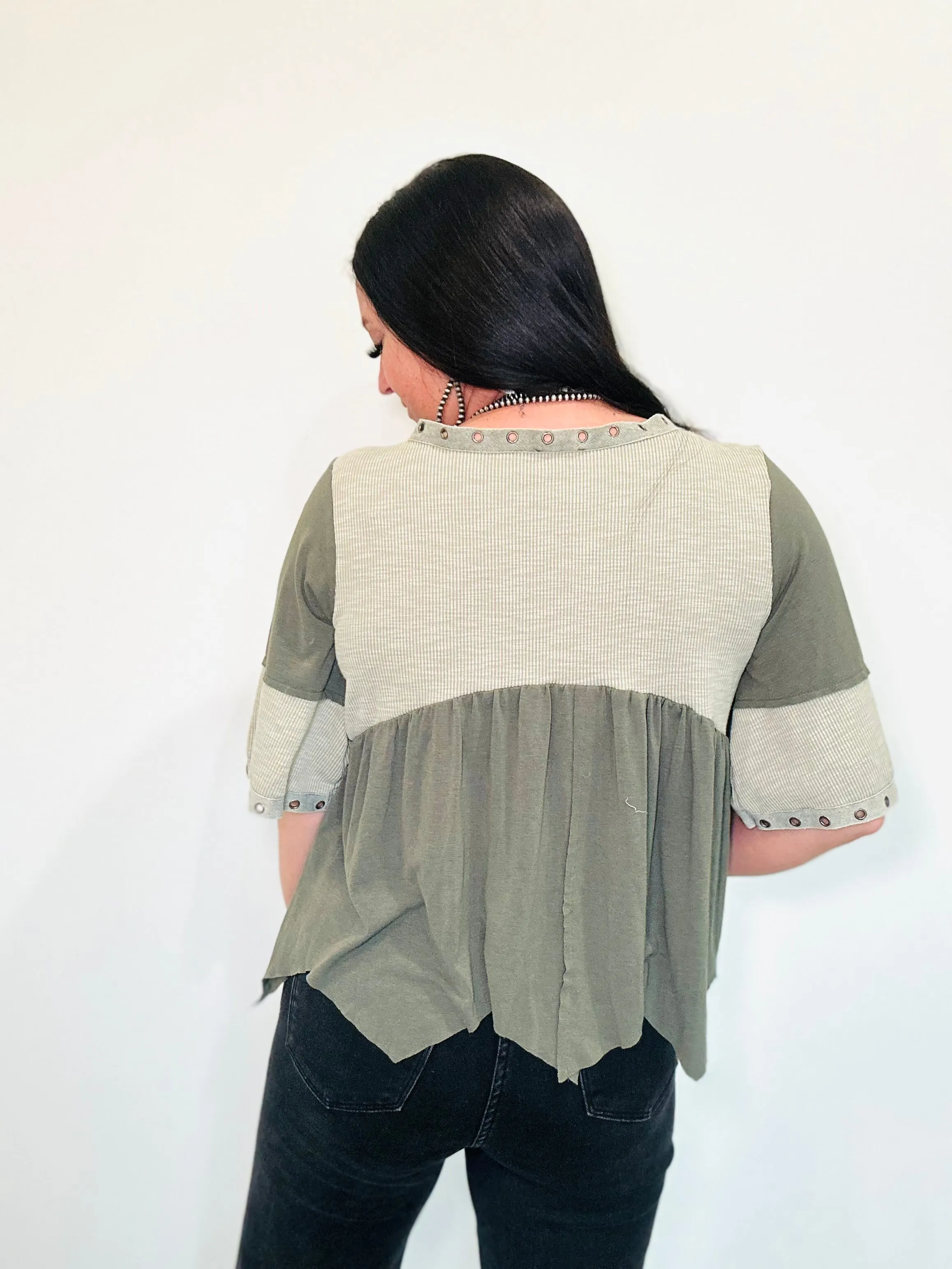 Miley Open Neck Peasant Top