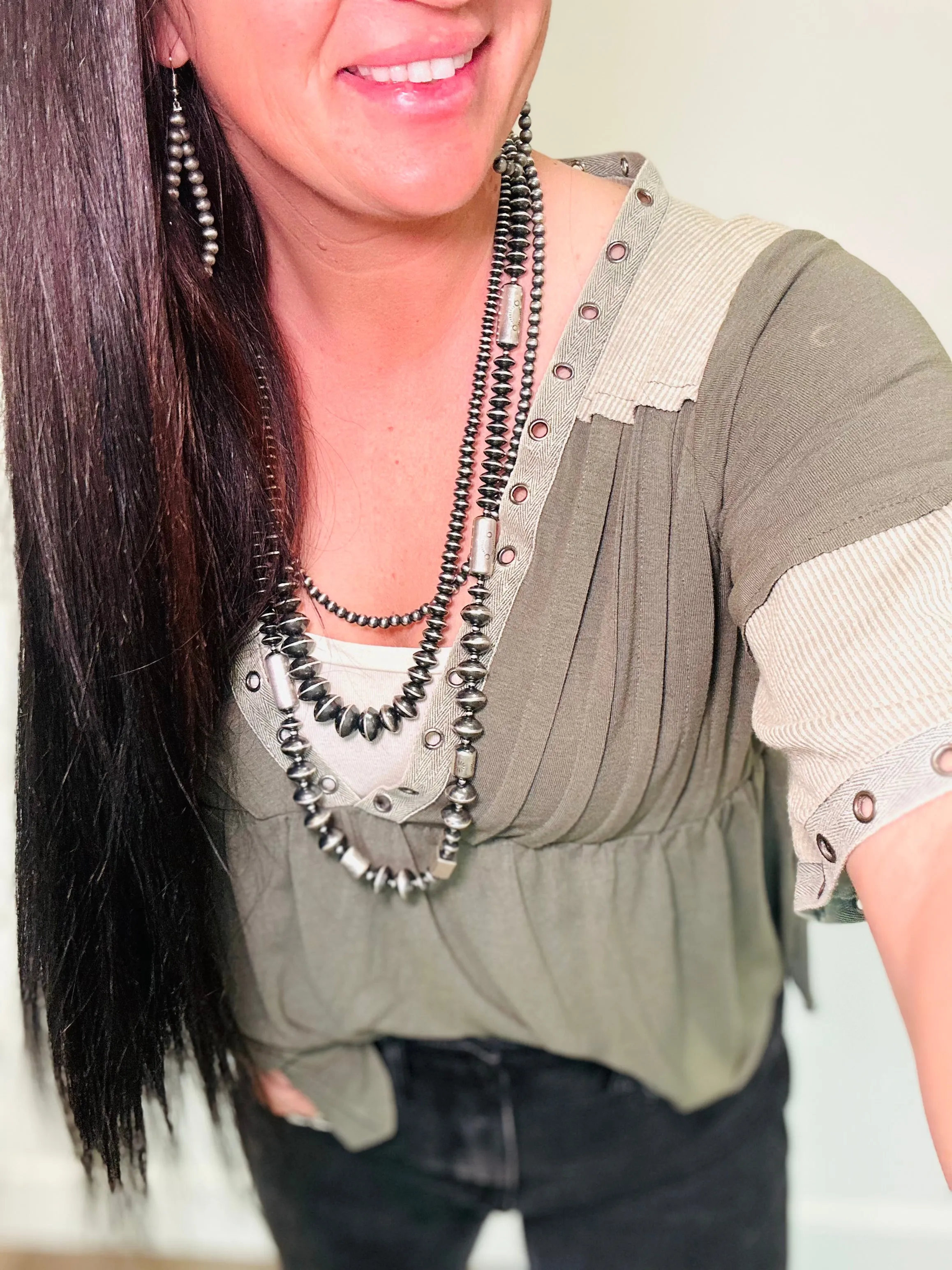 Miley Open Neck Peasant Top
