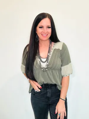 Miley Open Neck Peasant Top