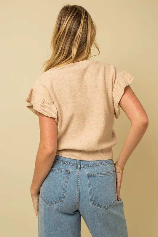 Ruffle Sleeve Knit Top  *Online Only*