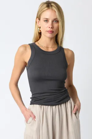 second skin ribbed tank top - ash