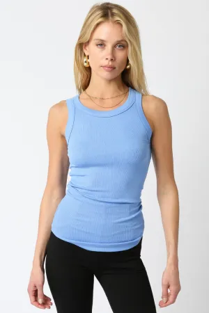 second skin ribbed tank top - blue