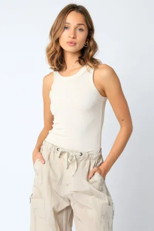 second skin ribbed tank top - ecru