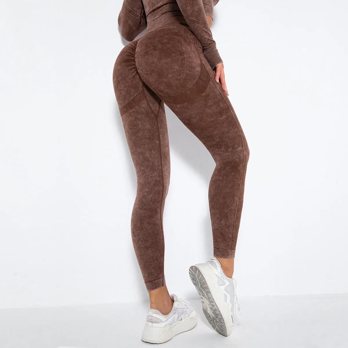 Women Seamless High Waist Yoga Set Long Sleeve Crop Top High Waist Leggings