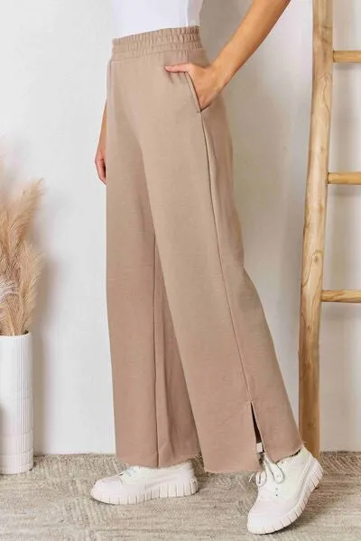 Women's RISEN Wide Waistband Slit Wide Leg Pants